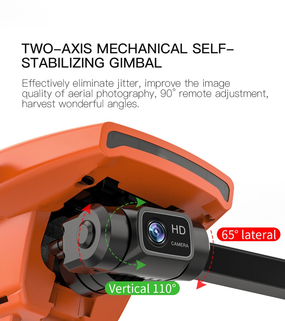 ZLL SG108 Pro RC Drone, 2-axis Anti-shake Gimbal, Dual Camera, APP Control, GPS/GLONASS Double Mode 1 Battery - Orange