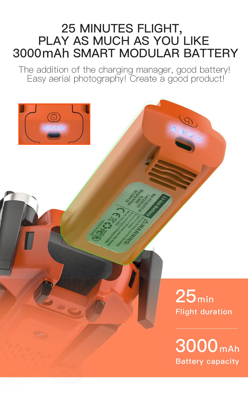 ZLL SG108 Pro RC Drone, 2-axis Anti-shake Gimbal, Dual Camera, APP Control, GPS/GLONASS Double Mode 1 Battery - Orange