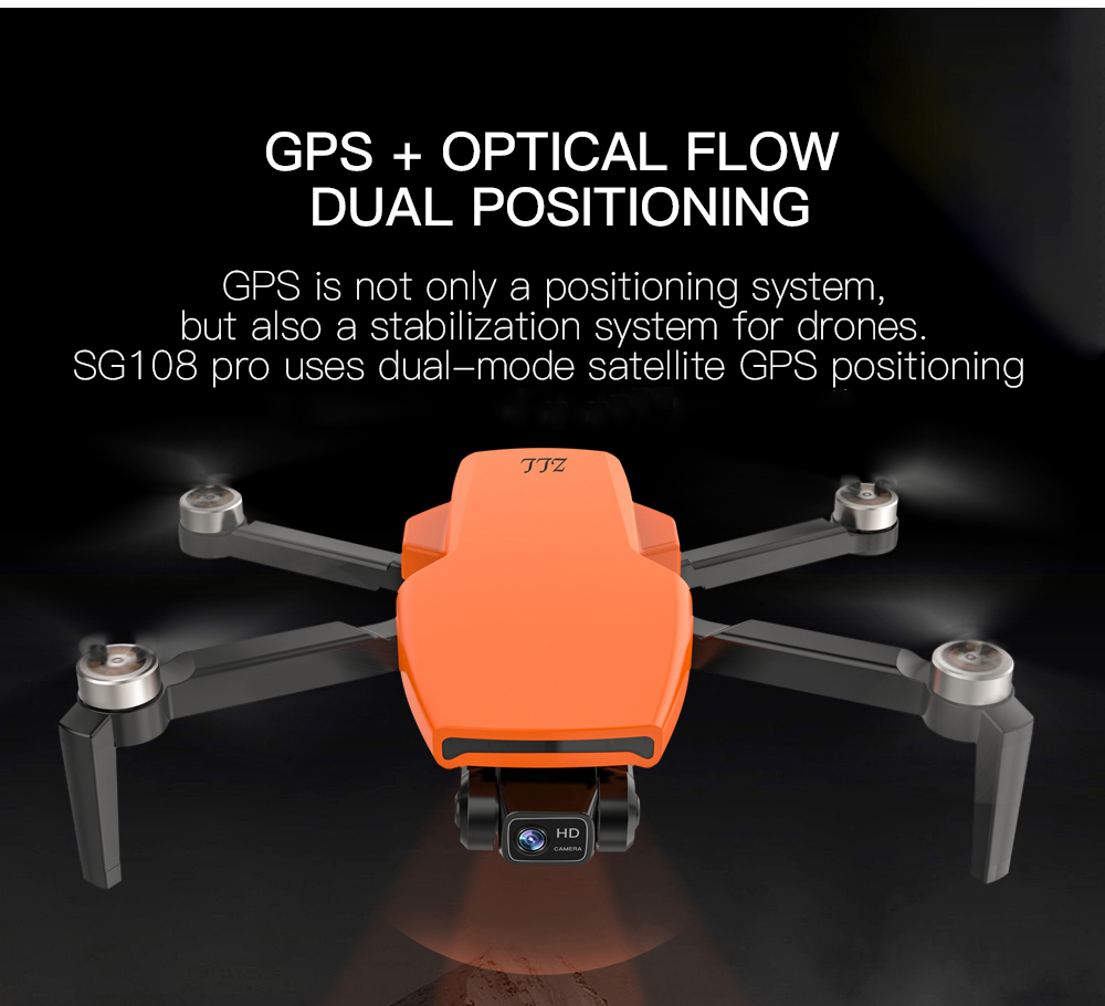 ZLL SG108 Pro RC Drone, 2-axis Anti-shake Gimbal, Dual Camera, APP Control, GPS/GLONASS Double Mode 1 Battery - Orange