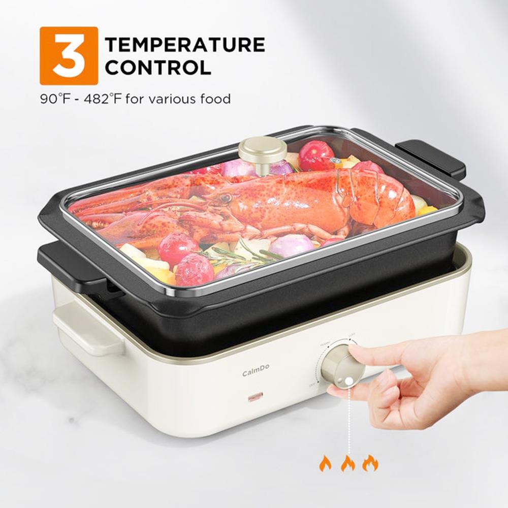 CalmDo Electric 1400W Foldaway Skillet Grill Combo