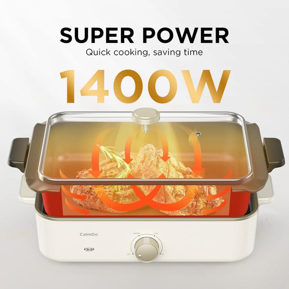 CalmDo Electric 1400W Foldaway Skillet Grill Combo