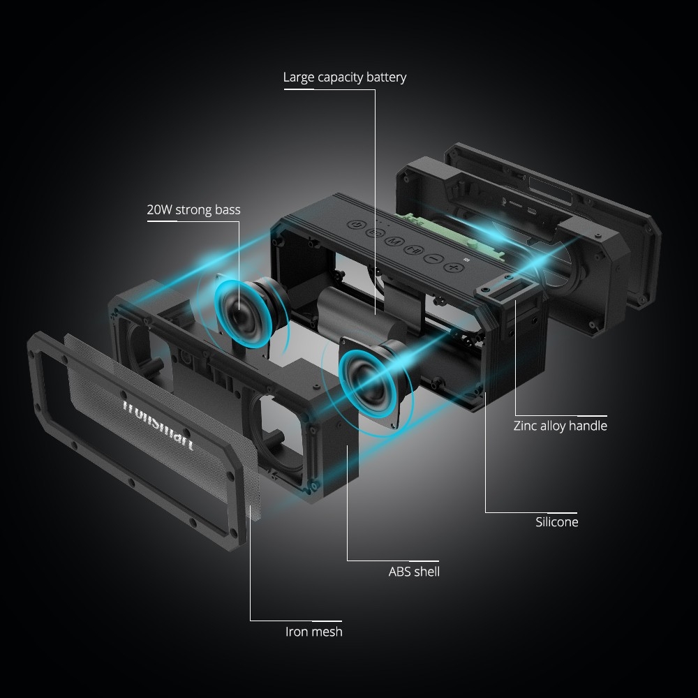 Tronsmart Element Force+ 40W Bluetooth reproduktor, IPX7 vodotesný, basový zvuk, 15H prehrávania, podporuje TWS & NFC