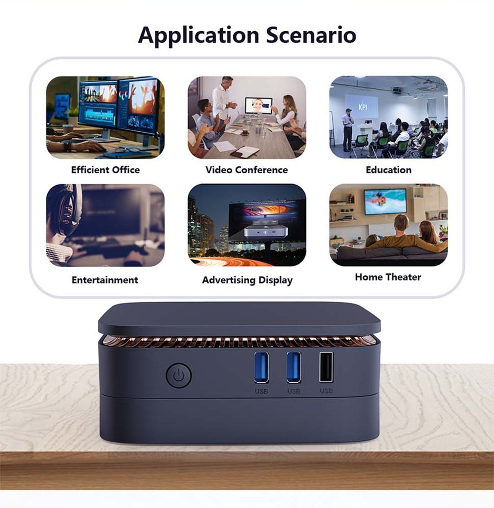 AK1 Plus Mini PC Intel Alder Lake  N100, 8GB DDR4 256GB SSD, Windows 11 Pro, WiFi 5, 1000M LAN - EU