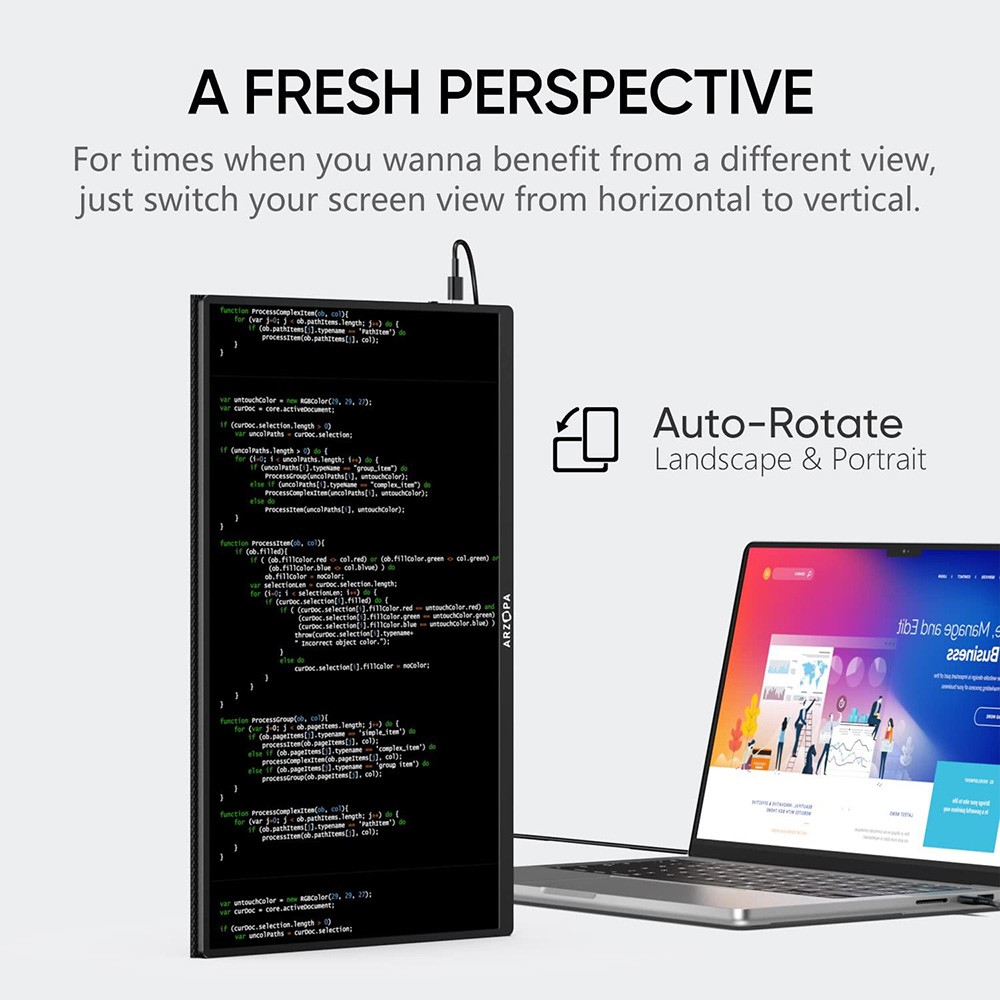 ARZOPA 15.6in Portable Monitor 1920*1080, 60Hz Refresh Rate, HDR 10, Built-in Dual Speakers