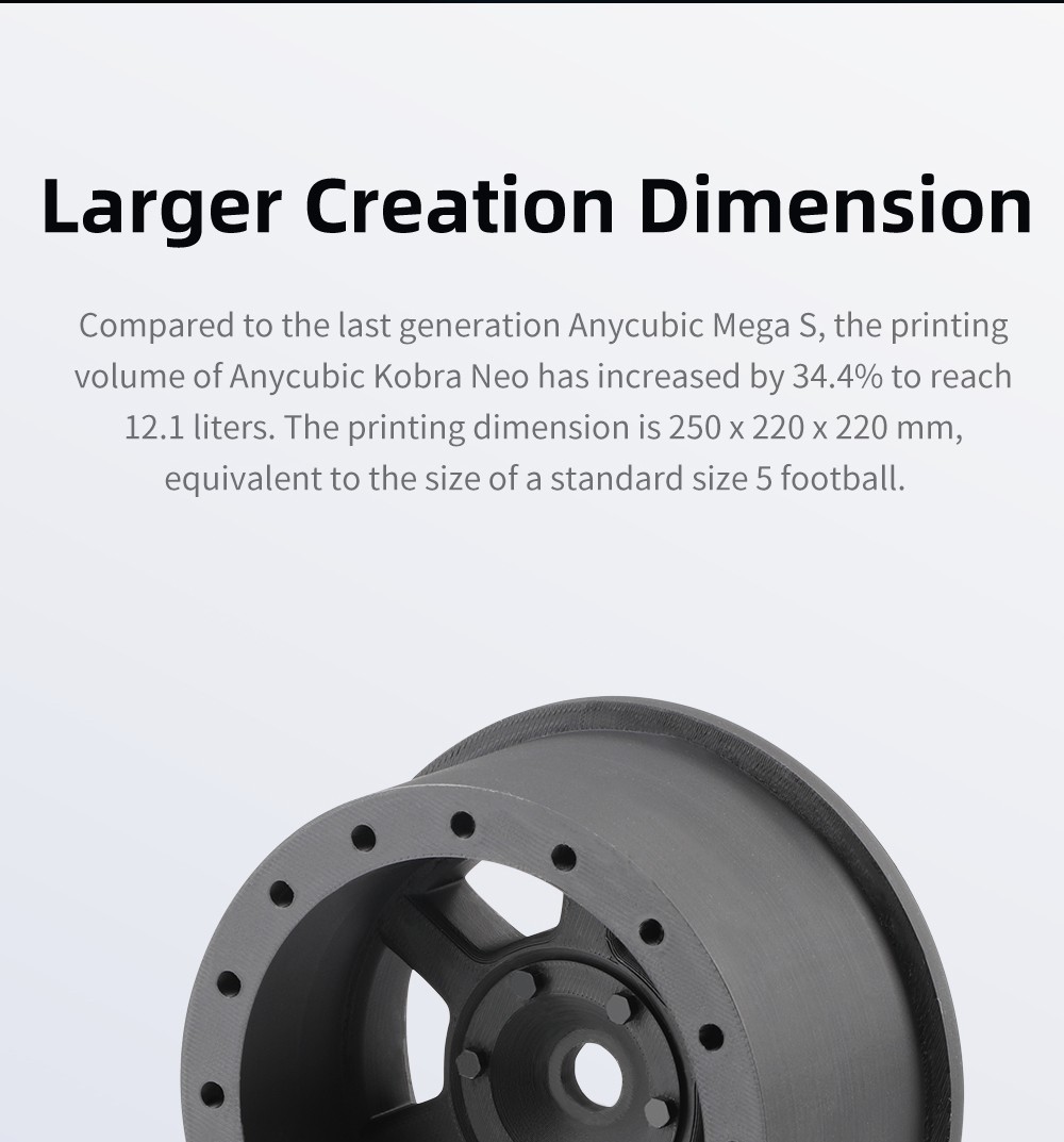 Anycubic Kobra Neo 3D Printer, Auto Leveling, Max 100mm/s Printing Speed, Resume Printing, 2.4 inch LCD Screen, PEI-coated Metal Sheet, 220*220*250mm