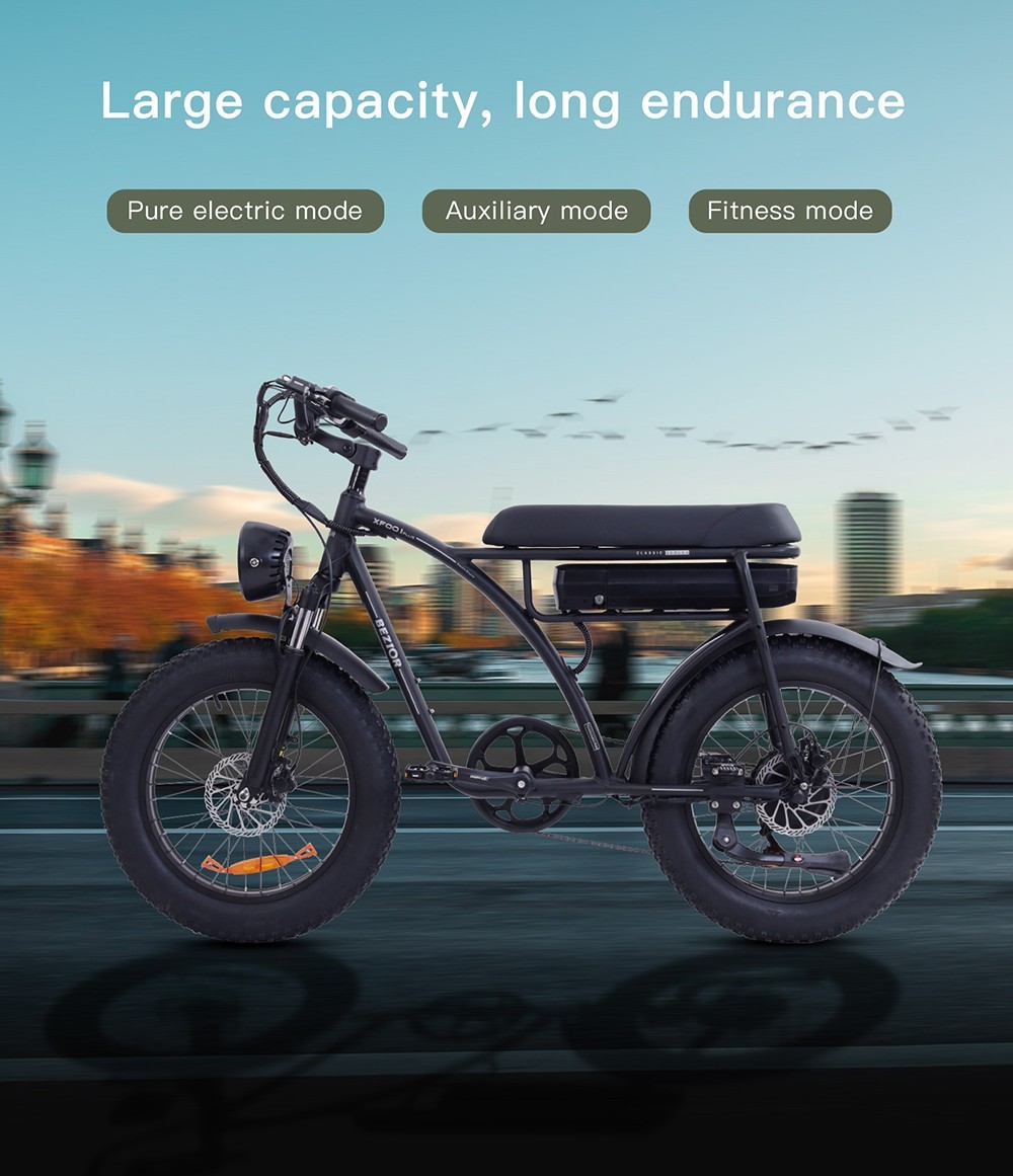 BEZIOR XF001 Plus Electric Bike 20*4.0in Pneumatiky 48V 1000W Motor 45km/h Maximálna rýchlosť 17.5Ah batéria 100km dojazd 120kg záťaž - Army Green