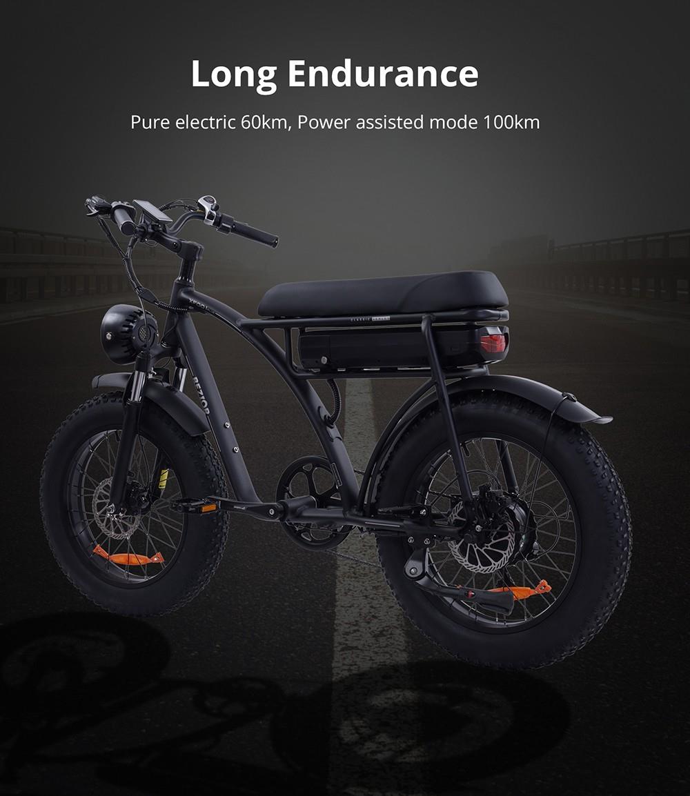 BEZIOR XF001 Plus Electric Bike 20*4.0in Tire 48V 1000W Motor 45km/h Max Speed 17.5Ah batéria 100km dojazd 120kg záťaž - čierny