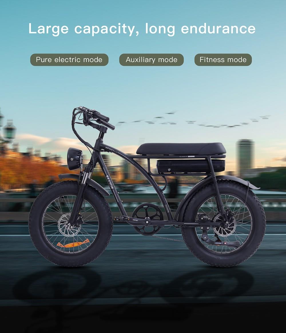 BEZIOR XF001 Plus Electric Bike 20*4.0in Pneumatiky 48V 1000W Motor 45km/h Maximálna rýchlosť 17.5Ah batéria 100km dojazd 120kg záťaž - čierny