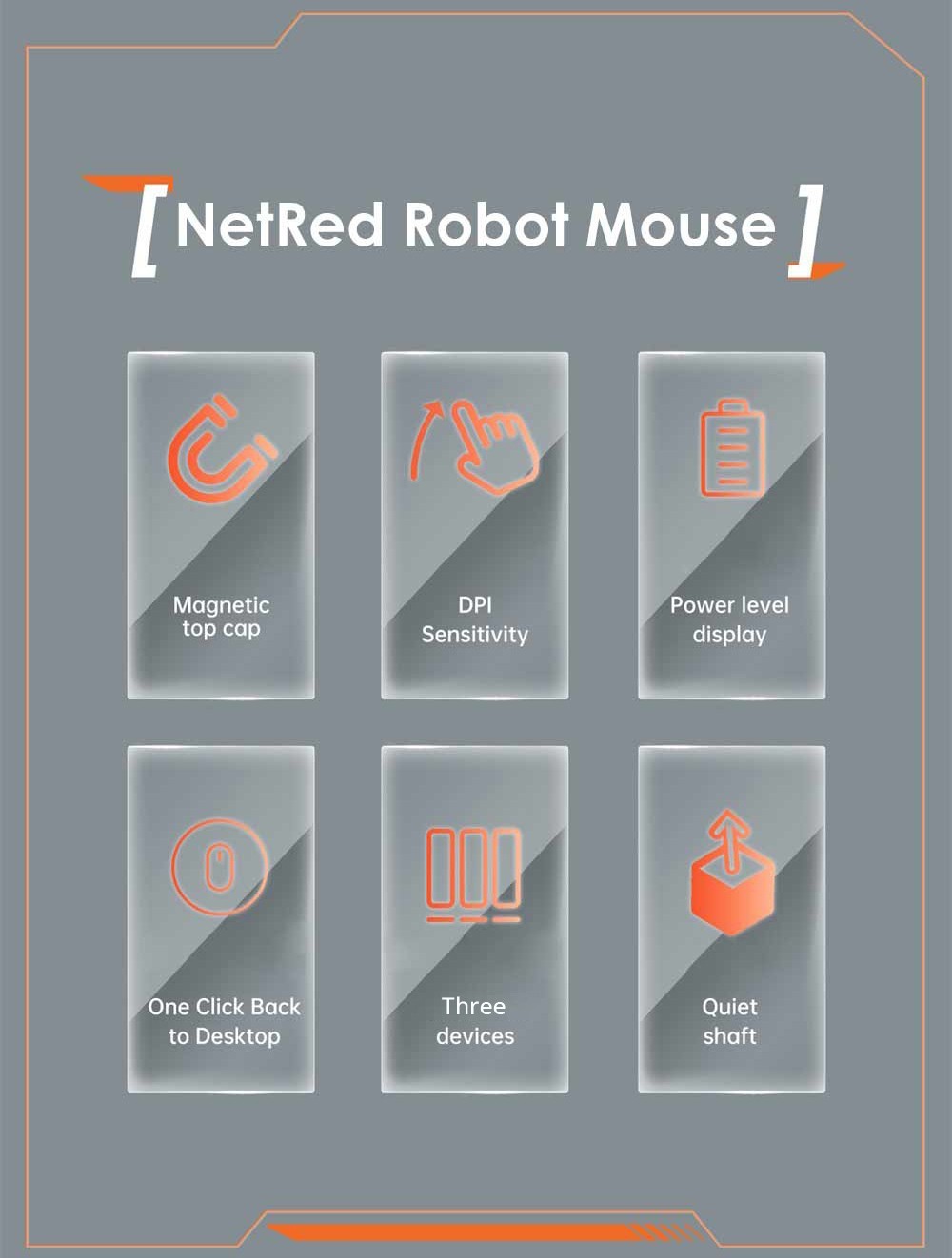 HXSJ T900 2.4G & Bluetooth Wireless Mouse 800-2400 DPI Adjustable RGB Light Mute Click - Orange