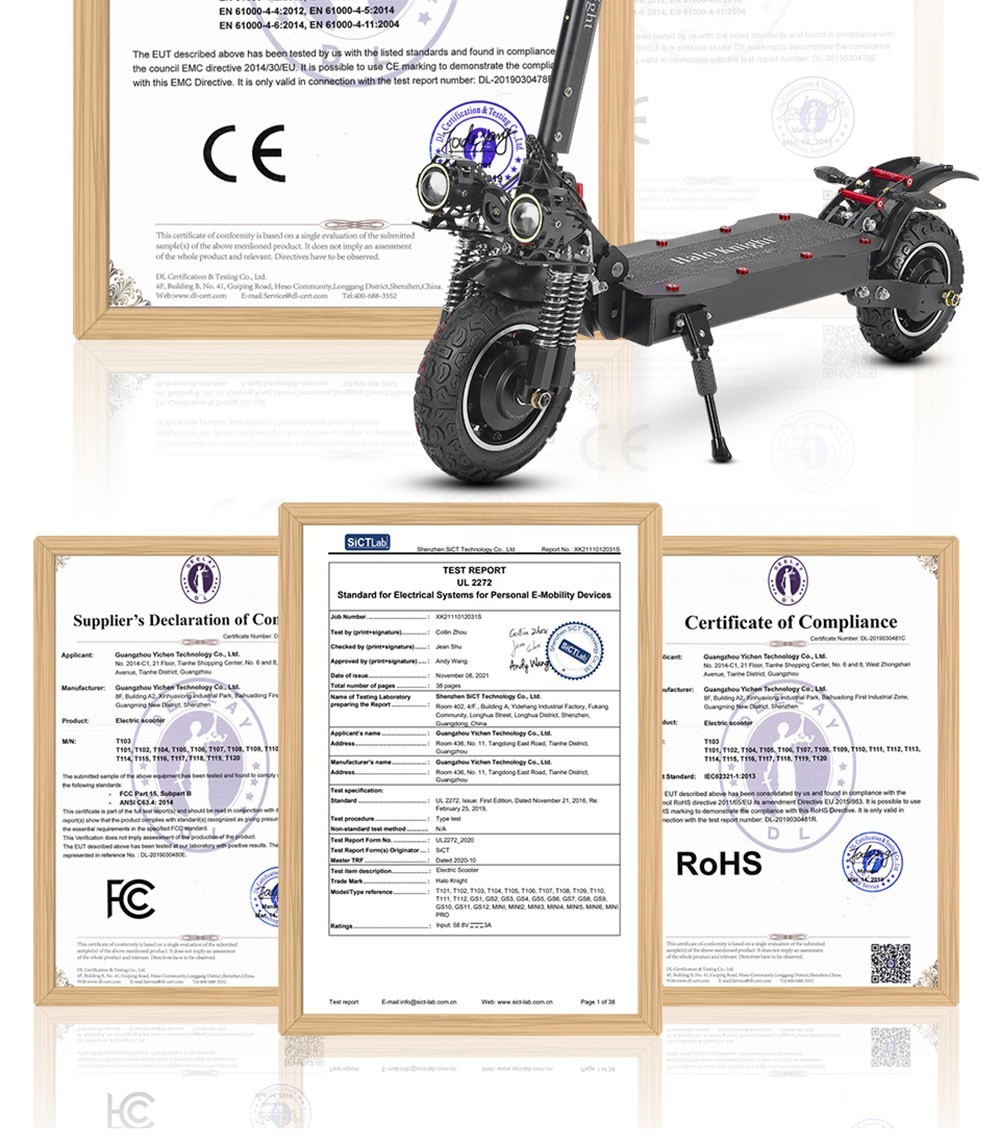 Halo Knight T104 Electric Scooter 10 inch Off-road Tires 52V 1000W*2 Motor 65km/h Max Speed 52V 21Ah Battery 45km Range