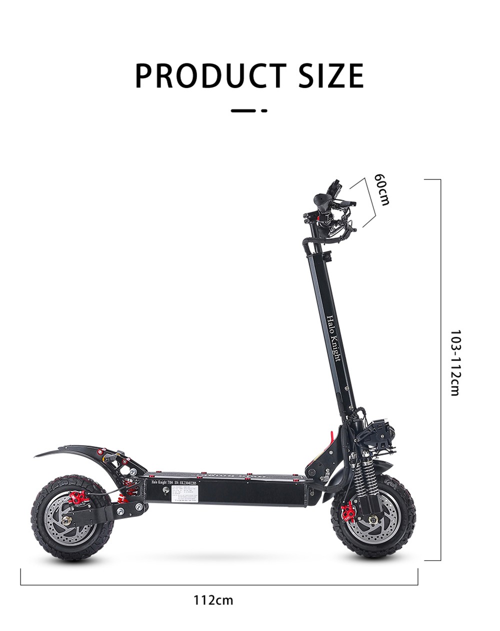 Halo Knight T104 Electric Scooter 10 inch Off-road Tires 52V 1000W*2 Motor 65km/h Max Speed 52V 21Ah Battery 45km Range