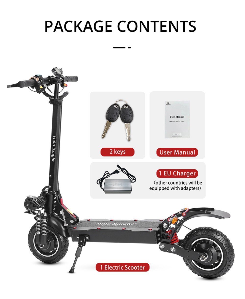 Halo Knight T104 Electric Scooter 10 inch Off-road Tires 52V 1000W*2 Motor 65km/h Max Speed 52V 21Ah Battery 45km Range