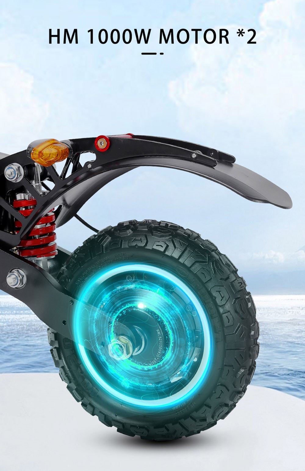 Halo Knight T104 Electric Scooter 10 inch Off-road Tires 52V 1000W*2 Motor 65km/h Max Speed 52V 21Ah Battery 45km Range