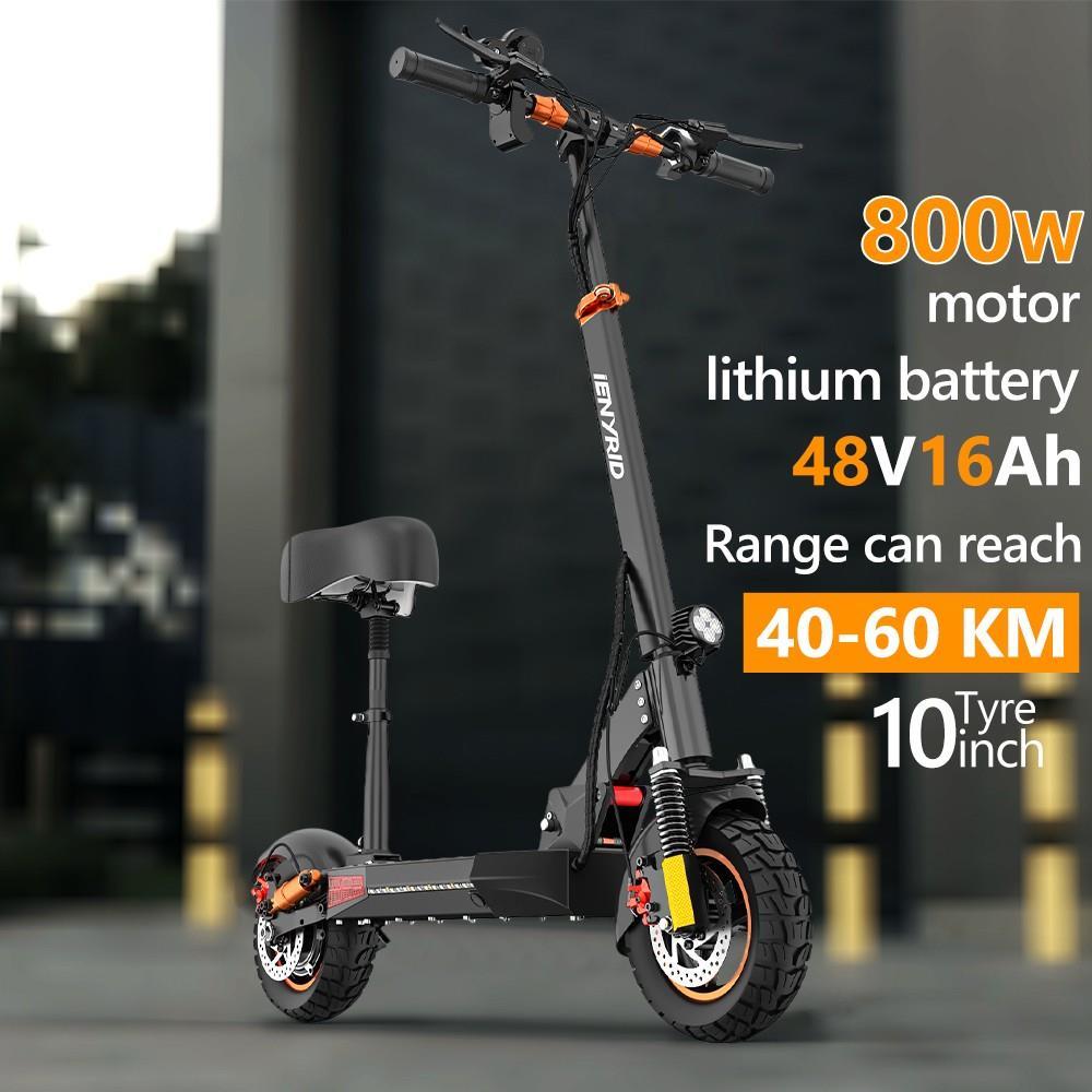 IENYRID M4Pro S+ Electric Scooter 10'' Tire 800W Motor 16Ah Battery for 25-37 Miles Mileage 150kg Load with Seat