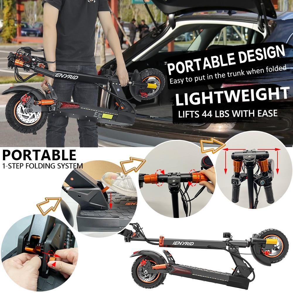 IENYRID M4Pro S+ Electric Scooter 10'' Tire 800W Motor 16Ah Battery for 25-37 Miles Mileage 150kg Load with Seat