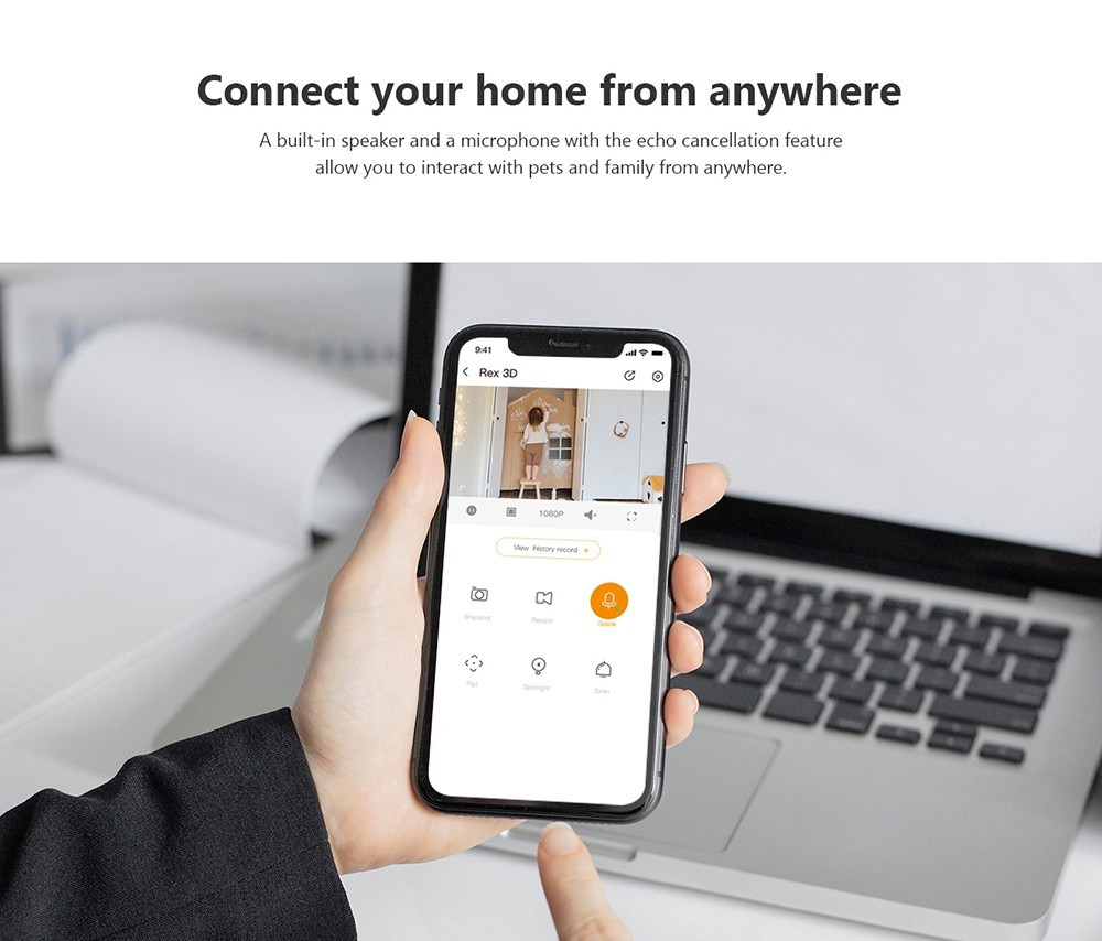 IMOU Rex 3D 5MP Security Wireless Camera, 3K HD Image, Night Vision, Human Detection, Pet Detection, 2-Way Audio, Abnormal Sound Alarm, APP Remote Control