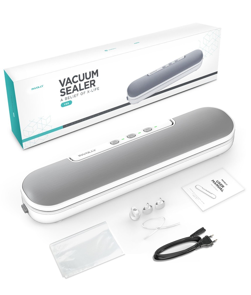 Involly V69 Vacuum Sealer Machine, -55KPa Strong Suction, Dry and Moist Food Preservation, Magnetic Design