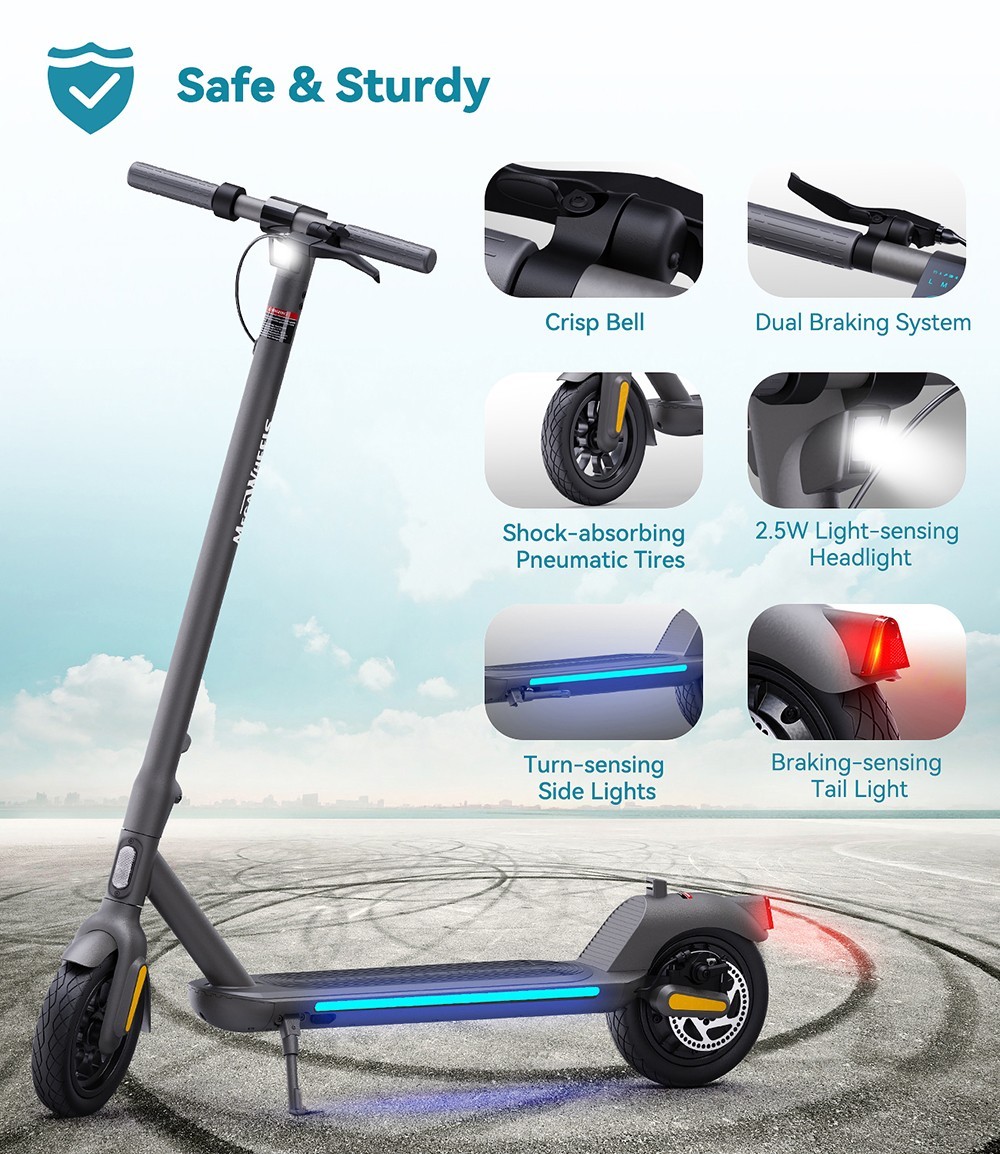 Megawheels A5 Electric Scooter 9in Puncture-proof Tires 36V 350W Motor 25km/h Max Speed 7.8Ah batéria 30km dojazd - čierna