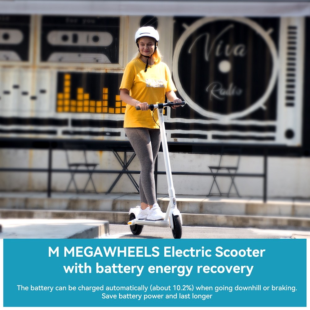 Megawheels A5 Electric Scooter 9in Puncture-proof Tires 36V 350W Motor 25km/h Max Speed 7.8Ah batéria 30km dojazd - biela