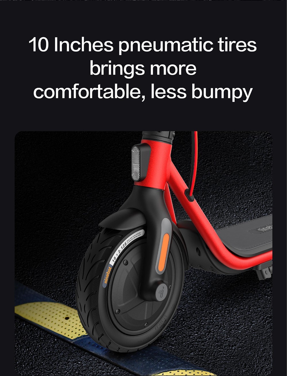 Ninebot D38E Electric Scooter Foldable 10in Tires 350W Hub Motor 25km/h Max Speed 36V 10.2Ah Battery 38km Range