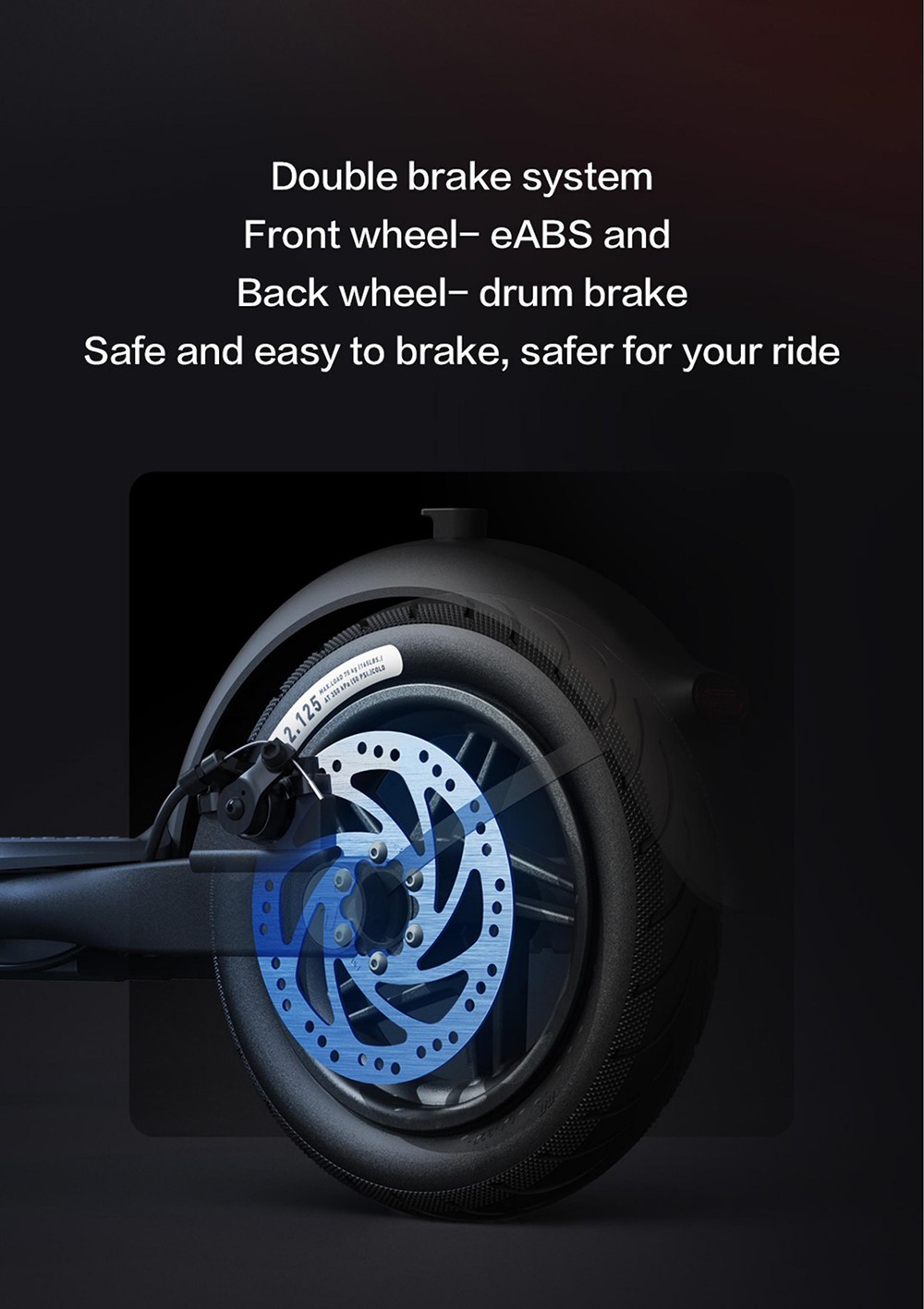 Ninebot D38E Electric Scooter Foldable 10in Tires 350W Hub Motor 25km/h Max Speed 36V 10.2Ah Battery 38km Range