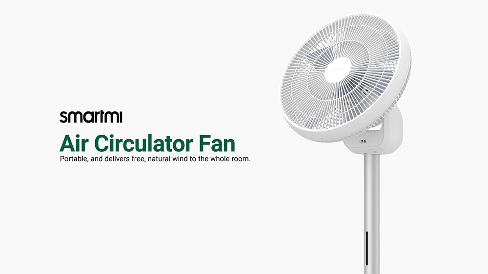 Smartmi Air Circulator Standing Fan, 100 Levels Fan Speed, Magnetic Charging, HD LED Display, Up to 40 Hours Runtime, App/ Voice/Remote Control