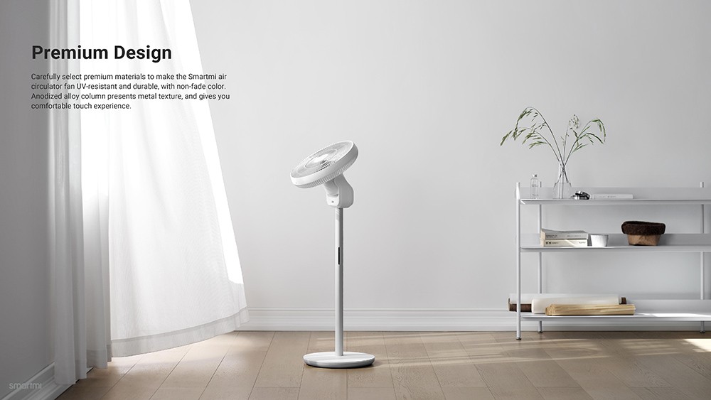 Smartmi Air Circulator Standing Fan, 100 Levels Fan Speed, Magnetic Charging, HD LED Display, Up to 40 Hours Runtime, App/ Voice/Remote Control