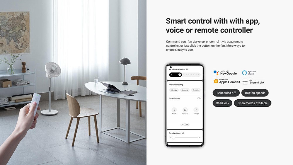 Smartmi Air Circulator Standing Fan, 100 Levels Fan Speed, Magnetic Charging, HD LED Display, Up to 40 Hours Runtime, App/ Voice/Remote Control