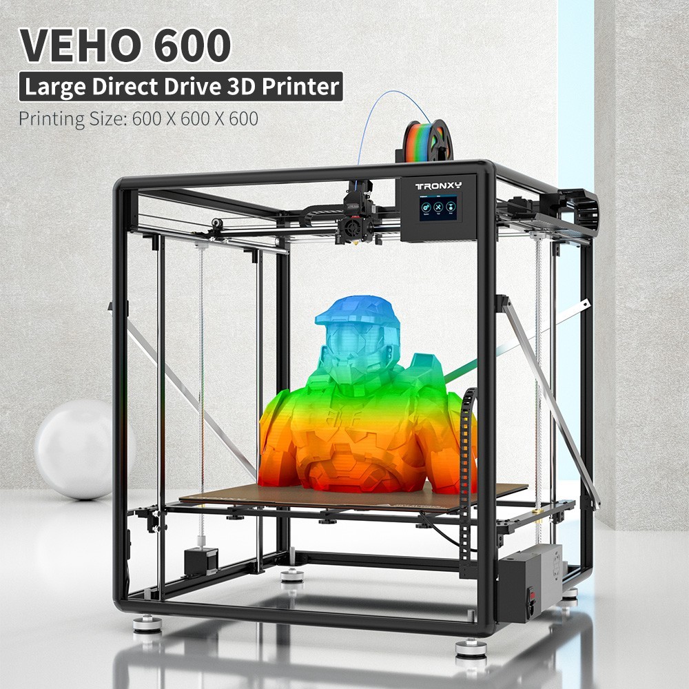 TRONXY VEHO 600 3D Printer, Automatic Leveling, Direct Extruder, Silicone Heated Bed, Mute Printing, Filament Detection, Resume Printing, Touch Screen, 600*600*600mm