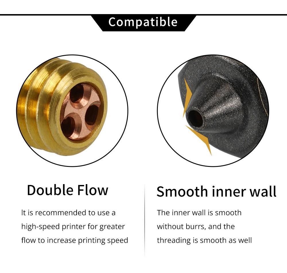 12pcs TWO TREES E3D CHT Nozzle with PTFE Coating (0.4mm 3pcs,  0.5mm 3pcs, 0.6mm 3pcs, 0.8mm 3pcs)