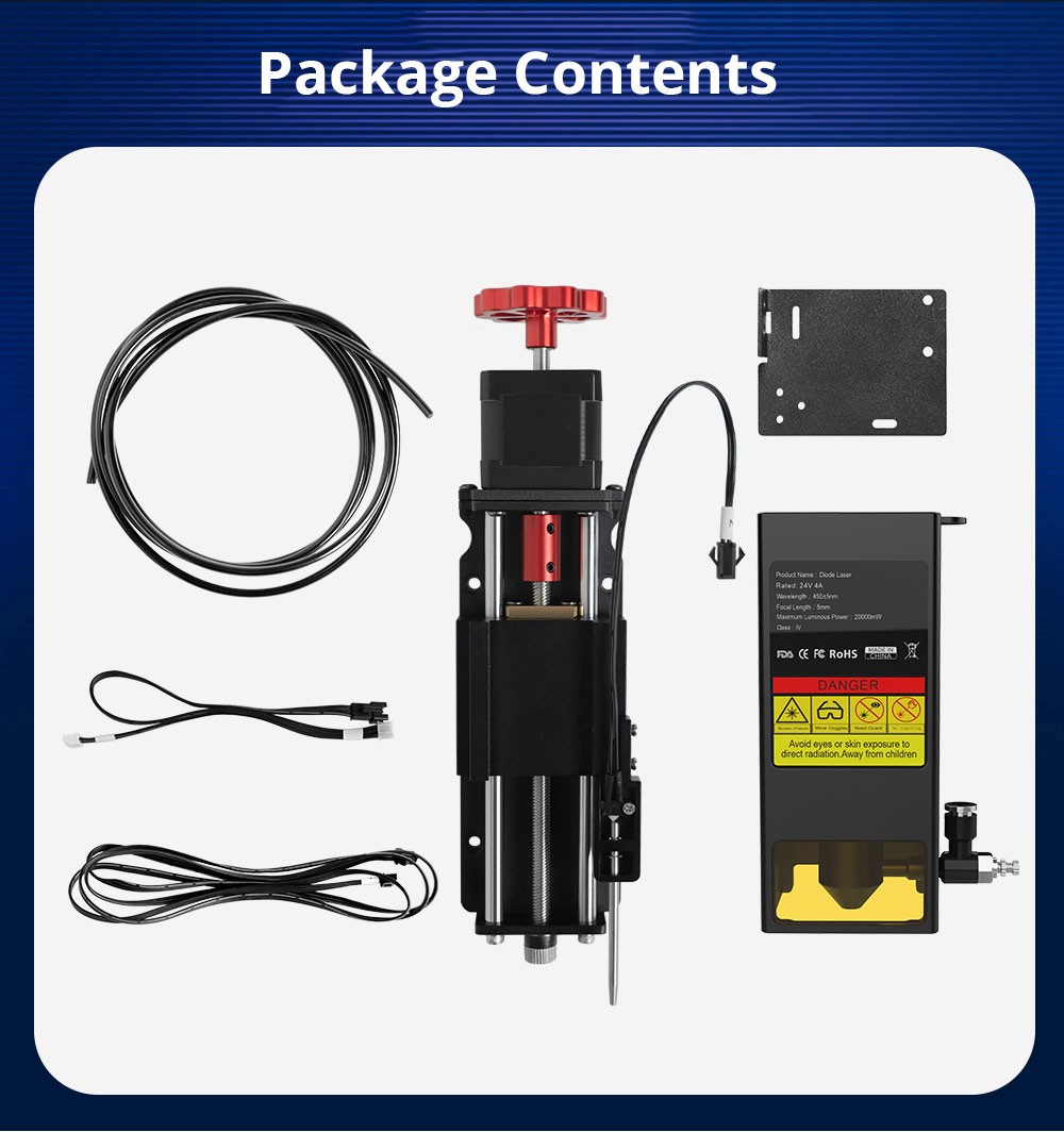 TWO TREES 20W Laser Module, Auto Focus, Air Assist, 0.08x0.08mm Spot