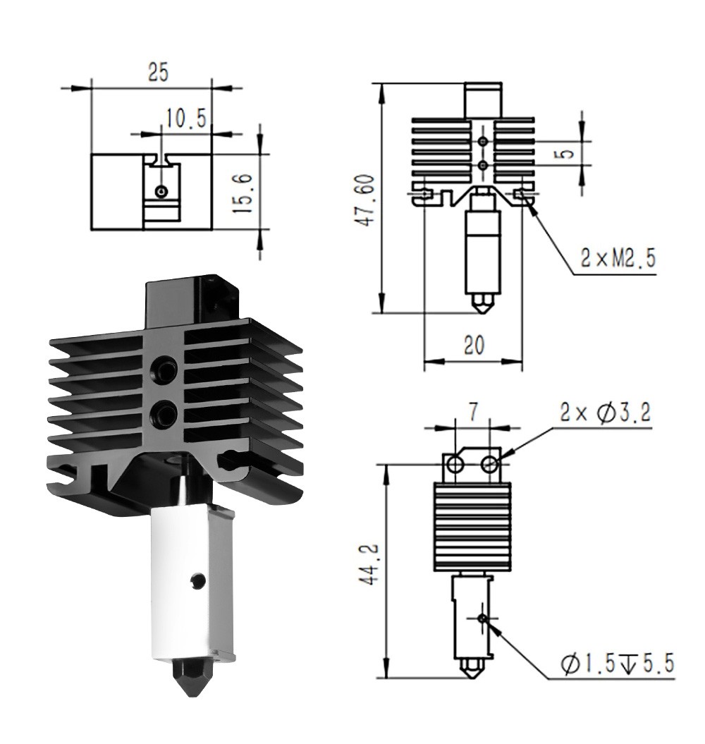 TWO TREES Bambu Lab X1/P1P Hotend Kit, 500 Celsius High Temperature Printing, CHT Nozzle