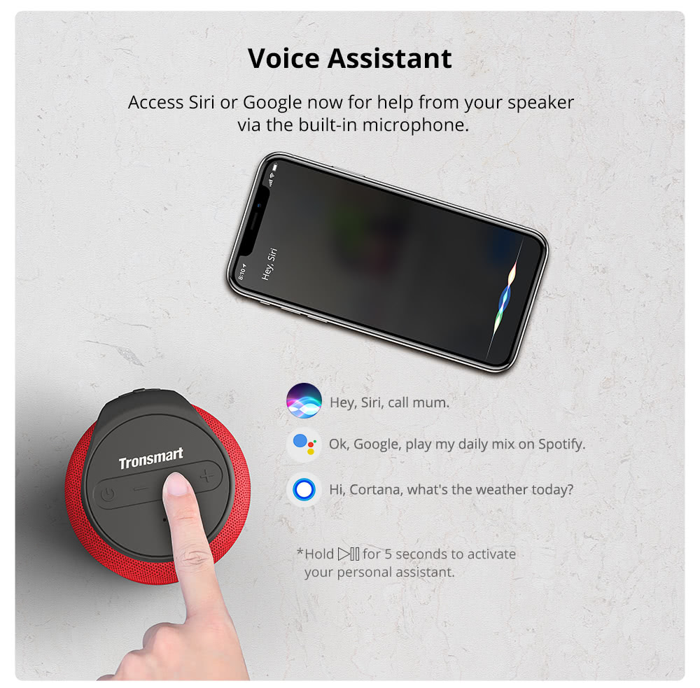 Refurbished Tronsmart Element T6 Mini Bluetooth 5.0 Speaker with 360-degree Surround, Deep Bass, IPX6 Waterproof, 24H Playtime - Red