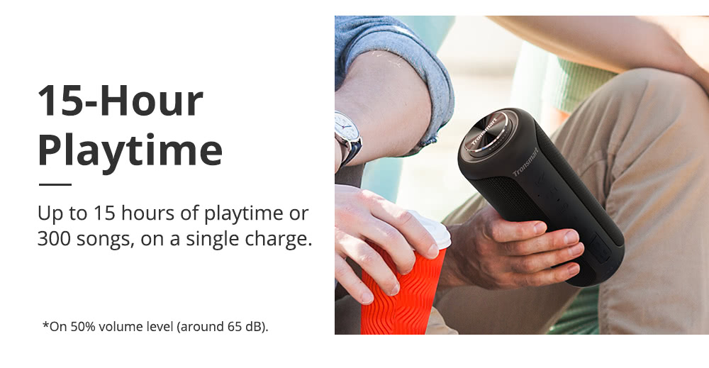 Refurbished Tronsmart T6 Plus Upgraded Edition Bluetooth 5.0 Portable Speaker with Up to 40W Power, 360&deg; Sound, IPX6, NFC - Black