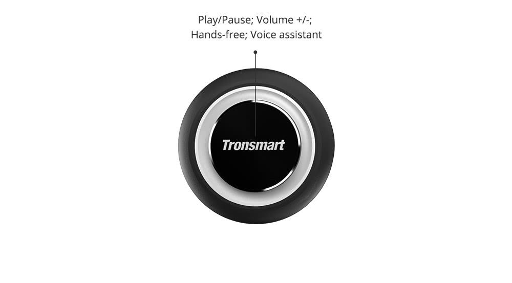 Refurbished Tronsmart T6 Plus Upgraded Edition Bluetooth 5.0 Portable Speaker with Up to 40W Power, 360&deg; Sound, IPX6, NFC - Black