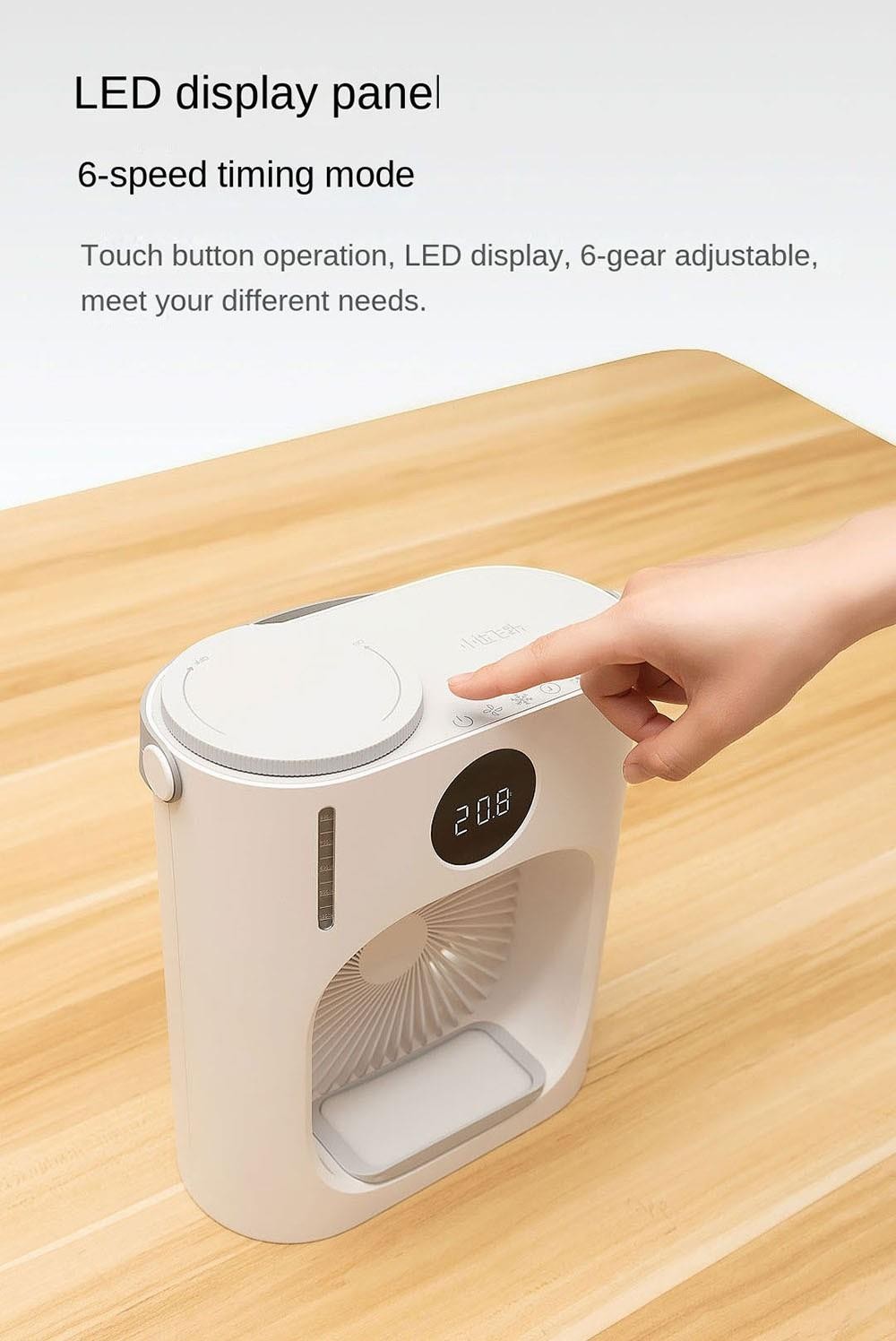 Xiaoda Feiyue Smart Desktop Cooling Fan, 3 Gears Wind, Atomized Water, 900ml Water Tank, Timing Function, LED Display, Night Light, Low Noise, USB Charging