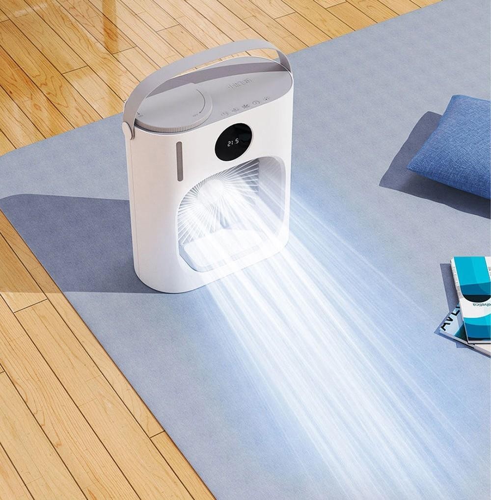 Xiaoda Feiyue Smart Desktop Cooling Fan, 3 Gears Wind, Atomized Water, 900ml Water Tank, Timing Function, LED Display, Night Light, Low Noise, USB Charging