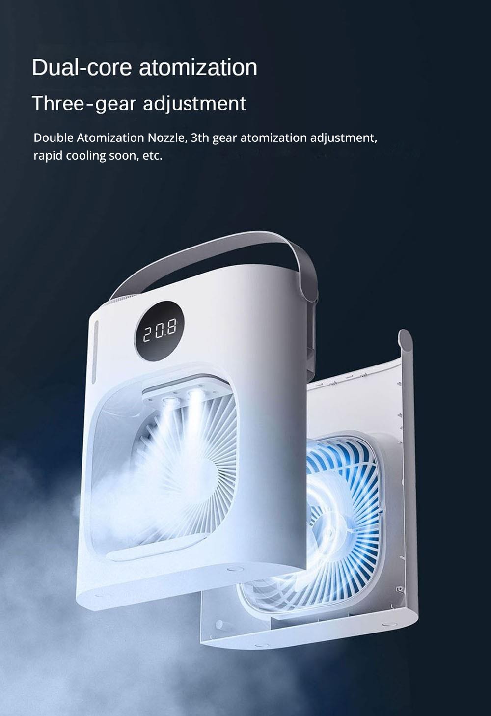 Xiaoda Feiyue Smart Desktop Cooling Fan, 3 Gears Wind, Atomized Water, 900ml Water Tank, Timing Function, LED Display, Night Light, Low Noise, USB Charging