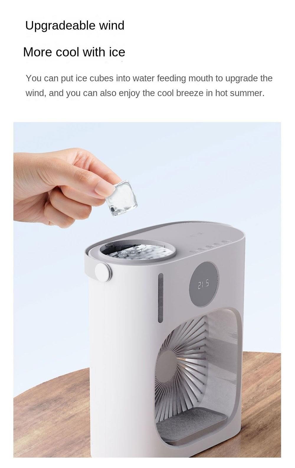 Xiaoda Feiyue Smart Desktop Cooling Fan, 3 Gears Wind, Atomized Water, 900ml Water Tank, Timing Function, LED Display, Night Light, Low Noise, USB Charging