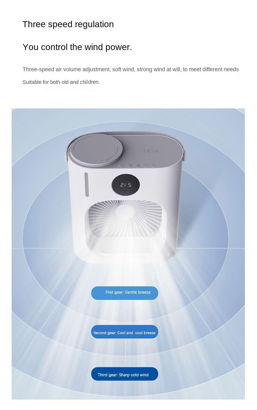 Xiaoda Feiyue Smart Desktop Cooling Fan, 3 Gears Wind, Atomized Water, 900ml Water Tank, Timing Function, LED Display, Night Light, Low Noise, USB Charging