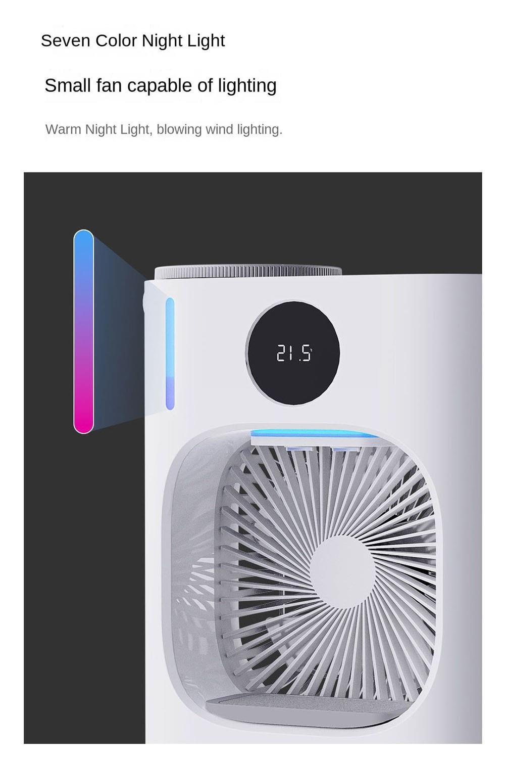 Xiaoda Feiyue Smart Desktop Cooling Fan, 3 Gears Wind, Atomized Water, 900ml Water Tank, Timing Function, LED Display, Night Light, Low Noise, USB Charging