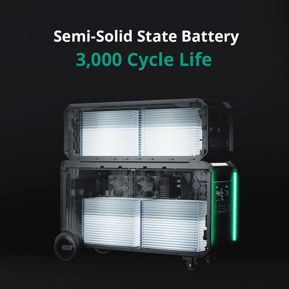 ZENDURE SuperBase V6400 Prenosná napájacia stanica, 6438Wh polotuhá batéria, 3800 AC výstup, rozšíriteľný na 64380Wh, 120V/240V duálne napätie, 16 výstupov, 3000W solárny vstup, ovládanie APP