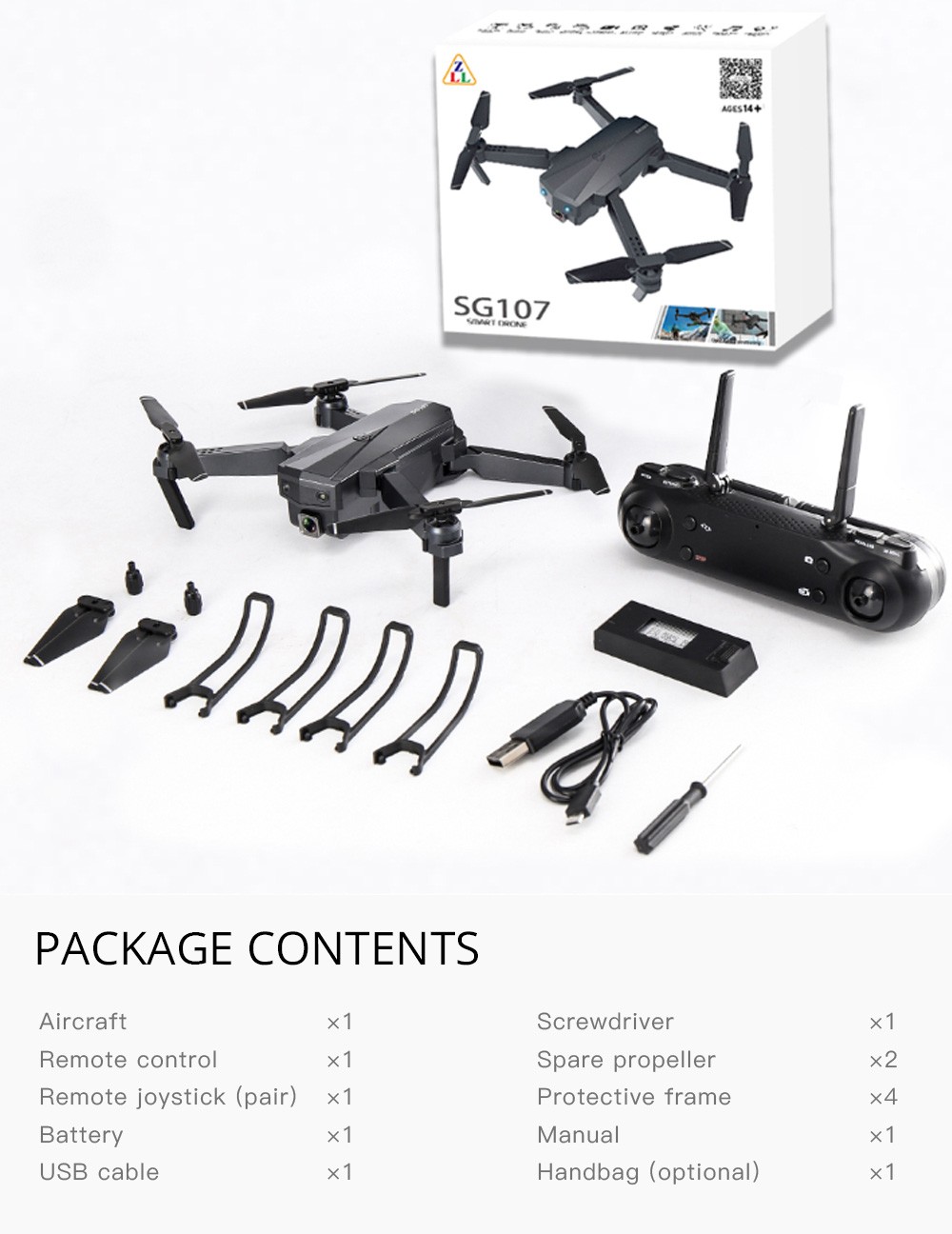 ZLL SG107 RC Drone Dual 4K Camera - 2 Batteries