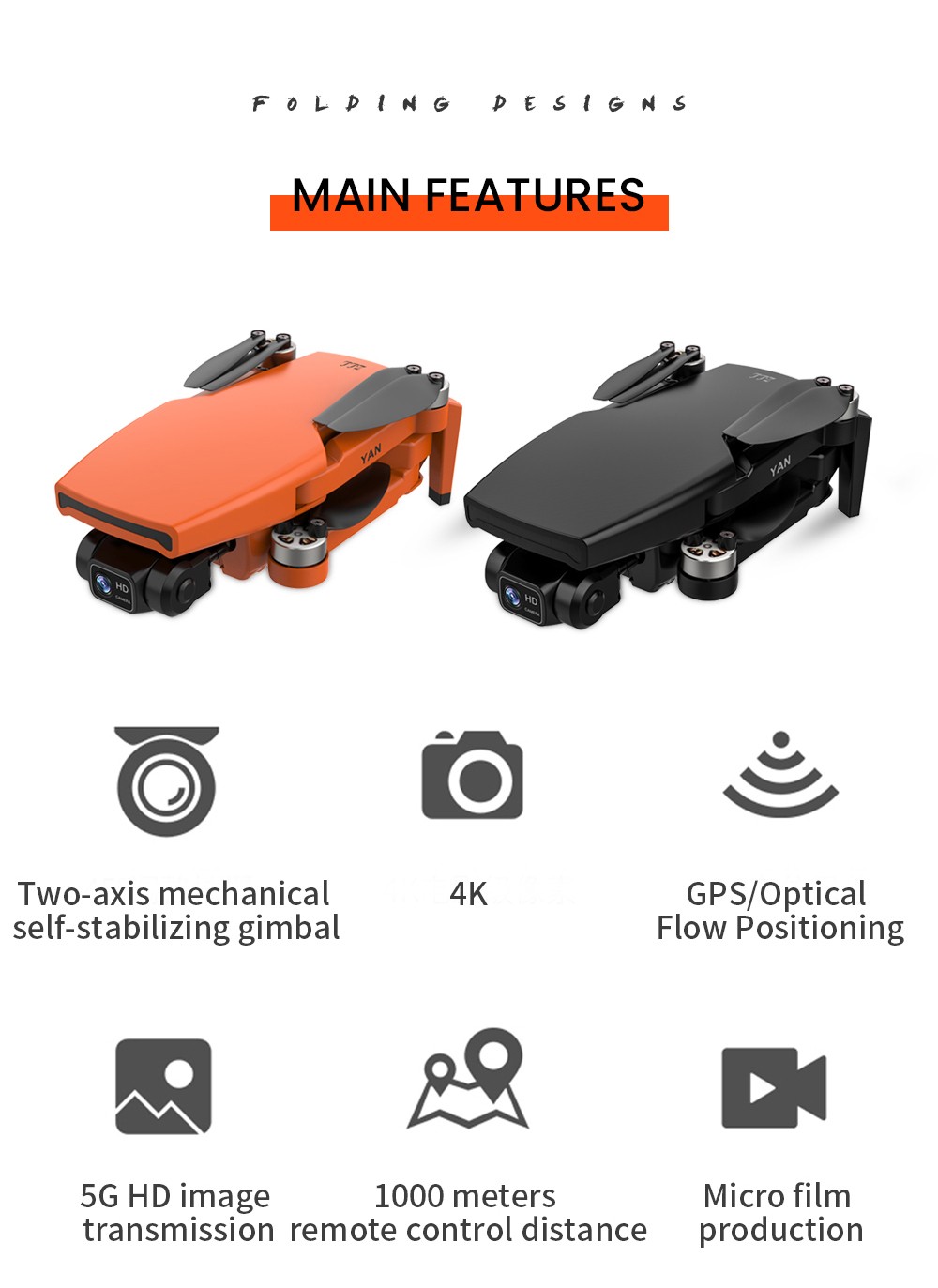 ZLL SG108 Pro RC Drone, 2-axis Anti-shake Gimbal, Dual Camera, APP Control, GPS/GLONASS Double Mode 1 Battery - Black