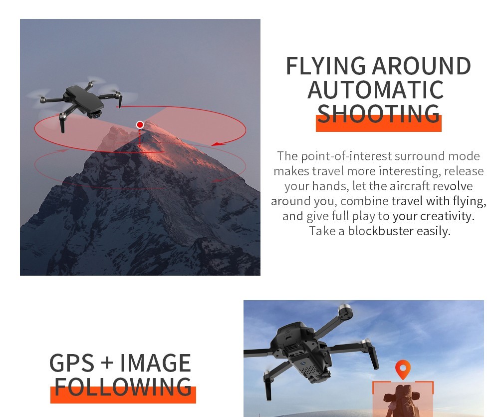ZLL SG108 Pro RC Drone, 2-axis Anti-shake Gimbal, Dual Camera, APP Control, GPS/GLONASS Double Mode 1 Battery - Black