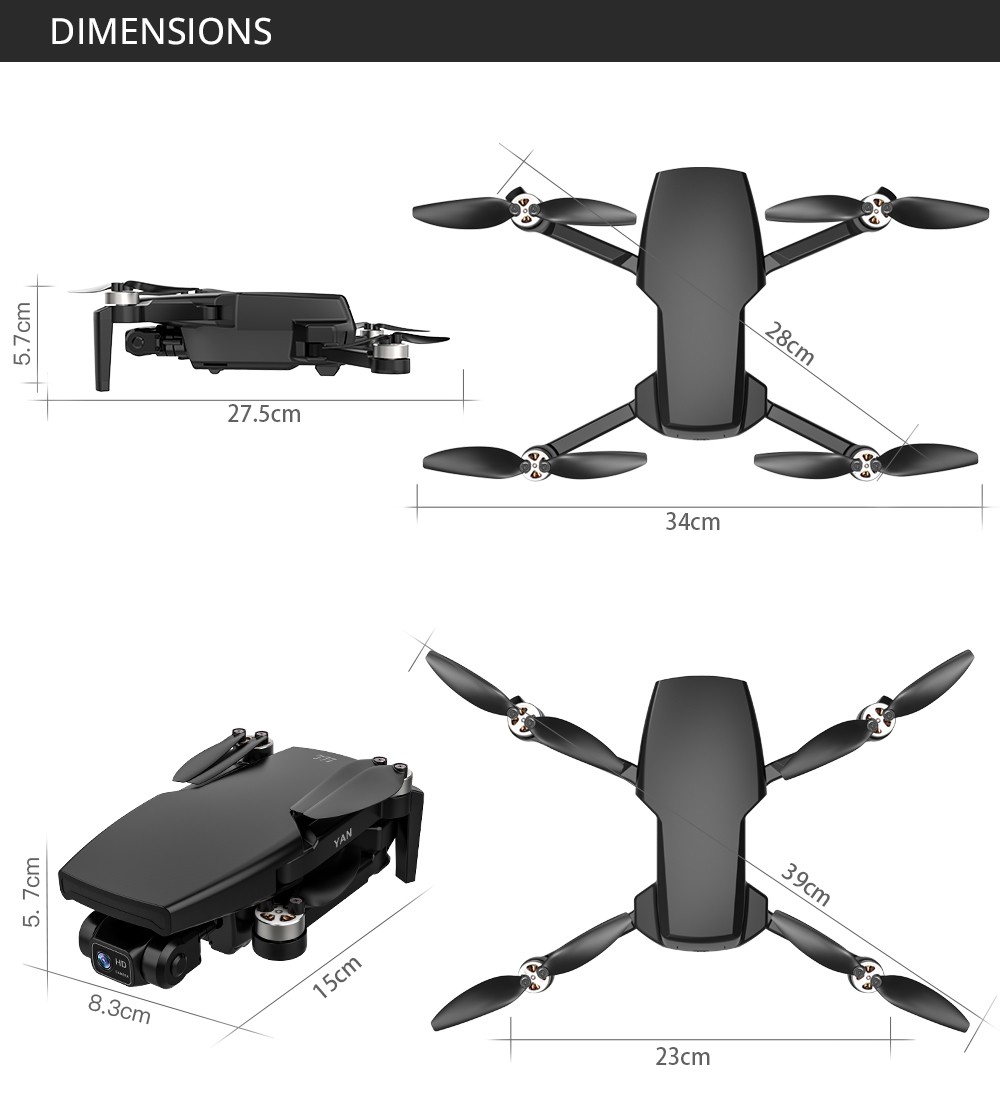 ZLL SG108 Pro RC Drone, 2-axis Anti-shake Gimbal, Dual Camera, APP Control, GPS/GLONASS Double Mode 1 Battery - Black