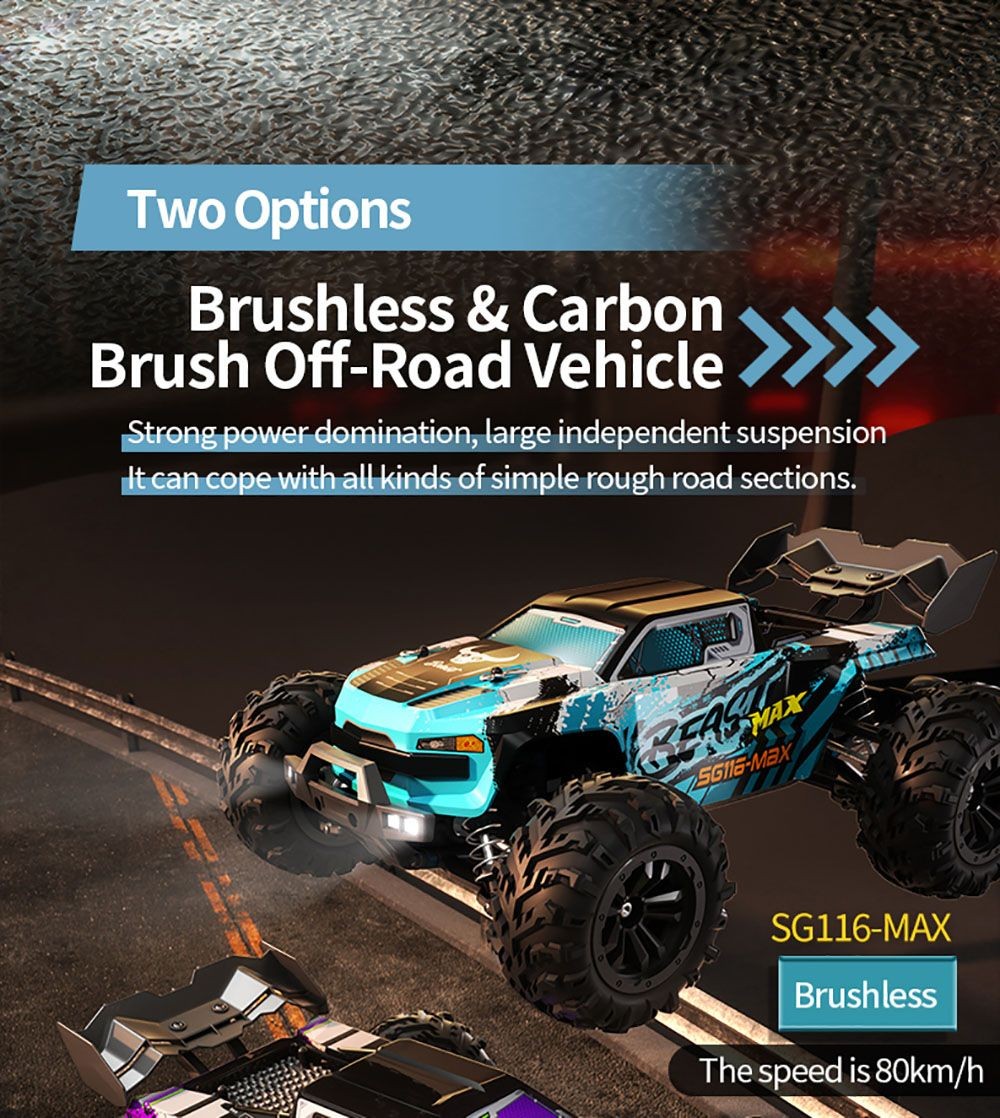 ZLL SG116 PRO RC Car RC390 High-speed Carbon Brush Motor 40km/h Max Speed - 2 Batteries