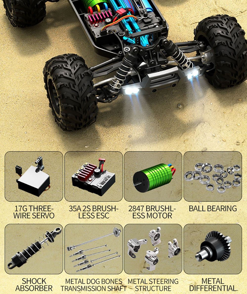 ZLL SG116 PRO RC Car RC390 High-speed Carbon Brush Motor 40km/h Max Speed - 2 Batteries