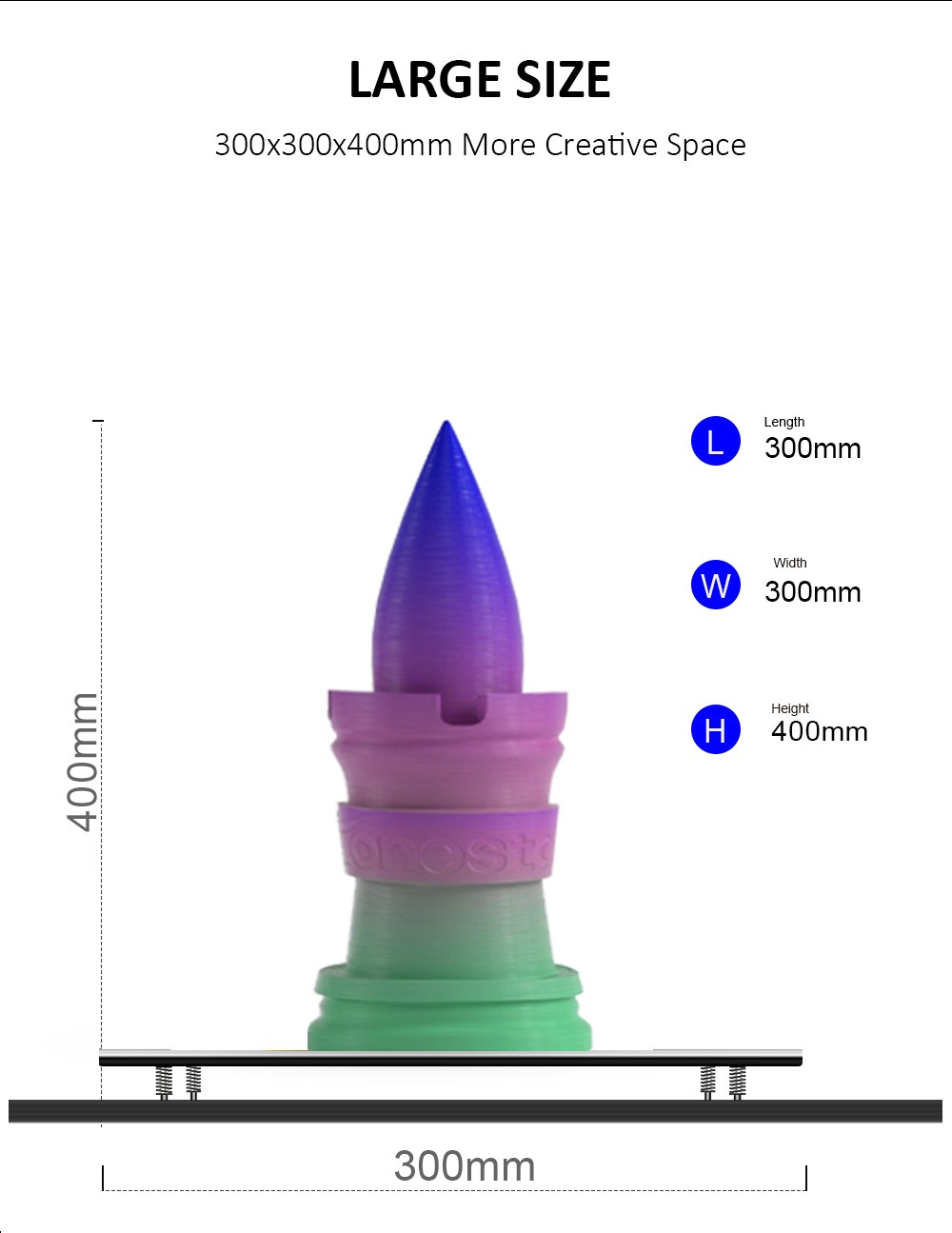 Zonestar Z9V5MK5 Mixed Color 3D Printer, 4-In-1-Out 4 Extruder, Auto Leveling, 4.3-inch TFT LCD Screen, Resume Printing, Open Source, 300x300x400mm
