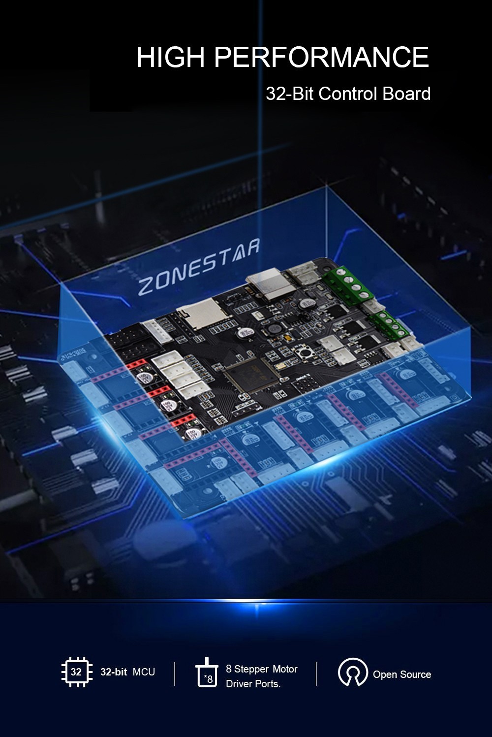 Zonestar Z9V5MK5 Mixed Color 3D Printer, 4-In-1-Out 4 Extruder, Auto Leveling, 4.3-inch TFT LCD Screen, Resume Printing, Open Source, 300x300x400mm